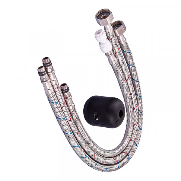 Кухонний змішувач на дві води Zerix LUX-024 з висувною лійкою (нерж. сталь) (ZX5555)