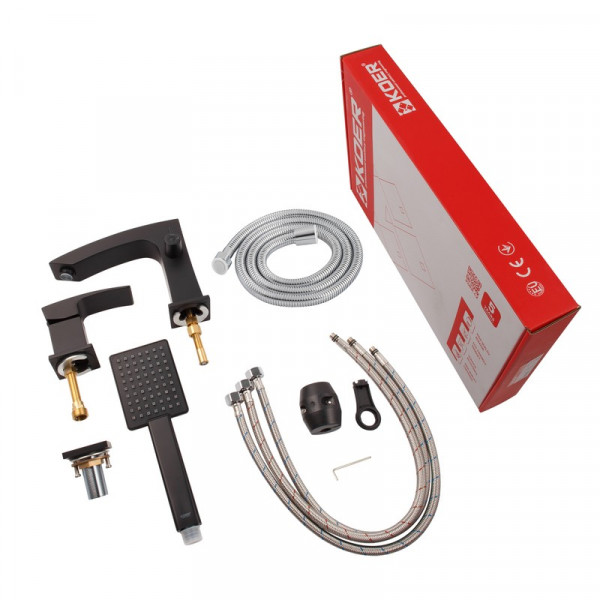 Змішувач на борт ванни Koer KB-43007-05 на 3 отвори (Колір чорний) (KR3453)