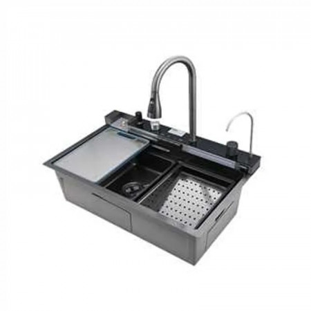 Мийка багатофункціональна Mixxus MH7546-SET-06 Decor Graphite з вбудованим змішувачем з нерж. сталі (MI8464)