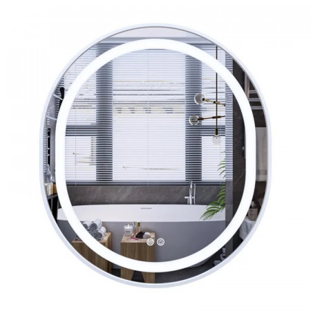 Дзеркало Mixxus Premium ELLIPSE MV05-80x70-Reverse WHITE з Led Touch, Anti-fog, димером (3-6,5kK) (MP6645)