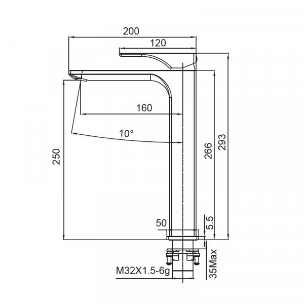 Змішувач для умивальника Koer KB-11010-01 високий (Колір хром) (KR3482)