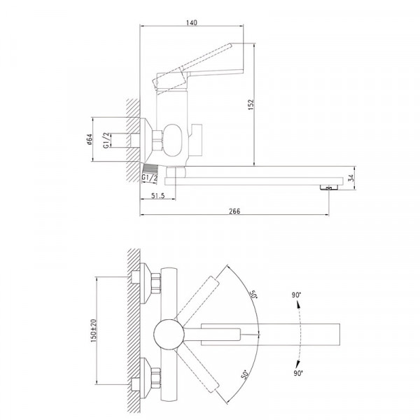 Змішувач для ванни Zerix LOR3-124 (ZX5975)