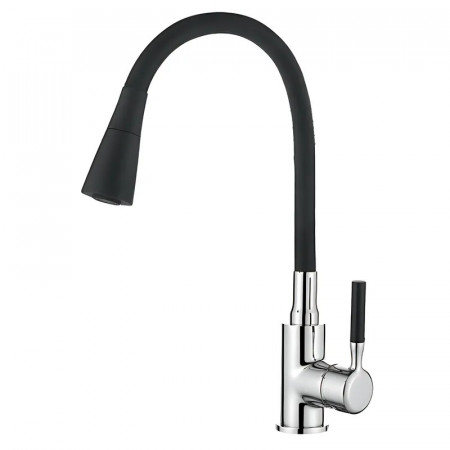 Змішувач для кухні Zerix ATRIUM-011-T REFL.BLACK (Колір хром+силік.вилив чорний) (ZX4720)