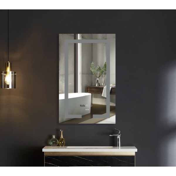 Дзеркало Mixxus HARD MR06-50x80 з Led Touch, Anti-fog, димером, регулятором яскравості, годинником (MI6011)