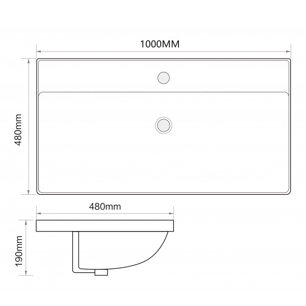 Раковина меблева MIXXUS PREMIUM STYLE-1504 1000х480х190mm з отвором під змішувач та переливом (MP6501)