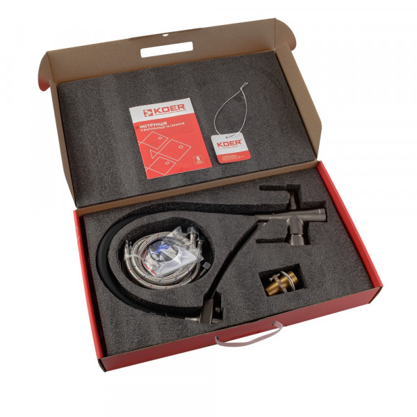 Кухонний змішувач з силік. виливом і вих. для питної води KOER KB-72003-07 (KR3377)