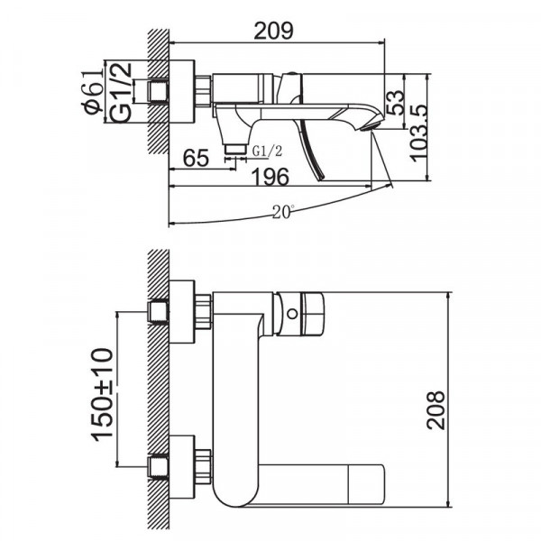 Змішувач для ванни Haiba Bolero 009 короткий вилив з поворотним перемикачем (HB9578)