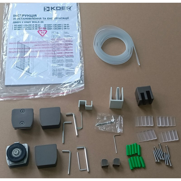 Двері у нішу Walk-In розсувні Koer SR SD07-120x200-R-TR-07 прозоре скло Easy Clean 8мм Графіт (KR5775)