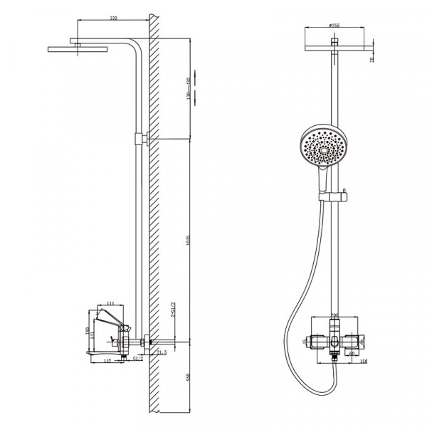 Душова колона зі змішувачем Mixxus Wilson 009-J Graphite (Колір графіт) (MI7122)