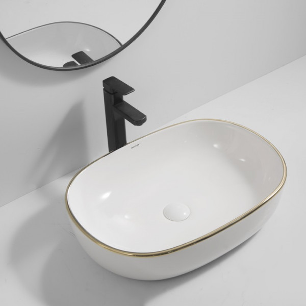 Раковина накладна Mixxus Premium ELLIPSE-0105 EDGE GOLD 600х400х150mm (MP6564)