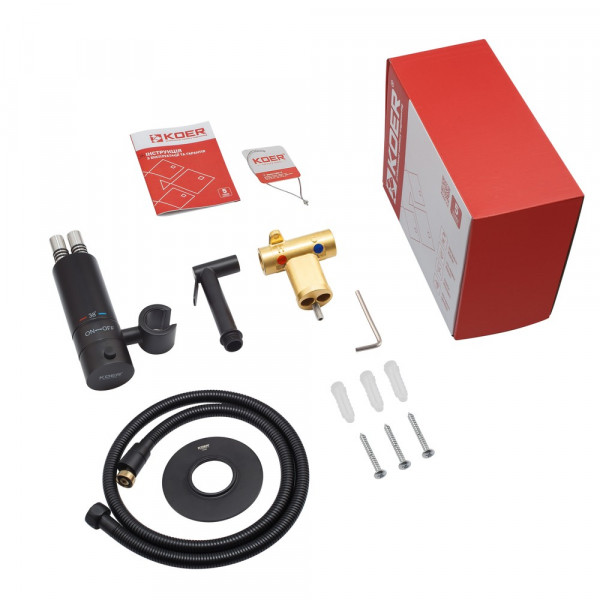 Змішувач для гігієнічного душу Koer KB-24029-05 термостатичний вбудований, колір чорний (KR5494)