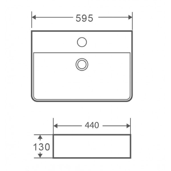 Раковина підвісна-накладна MIXXUS PREMIUM QUADRO-0202 600х440х120mm (отвір під змішувач, перелив) (MP6479)