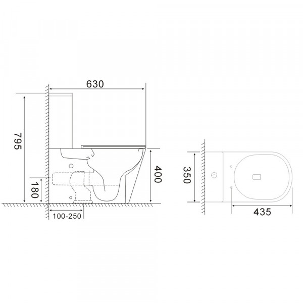 Унітаз-компакт Mixxus BEVEL-0407-T1 630х350х795mm, система змиву TORNADO 1.0 (MI6690)