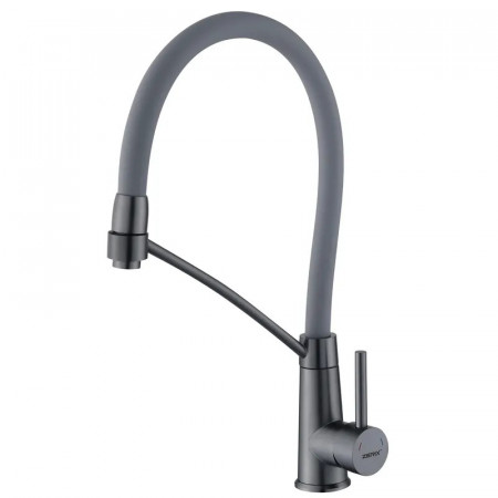 Змішувач для кухні з силіконовим виливом Zerix FUL-017 Graphite Refl.Gray з нерж. сталі SUS304 (кол.графіт) (ZX5996)