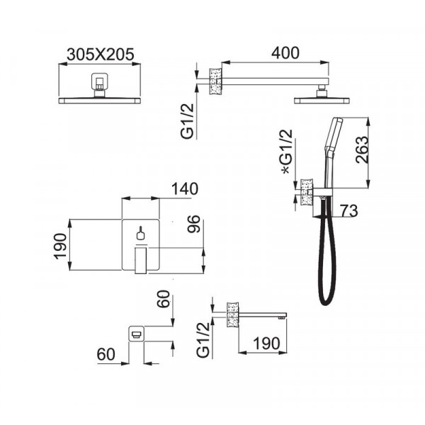 Вбудована душова система Haiba GAUDI 009 (INNER) (HB9595)