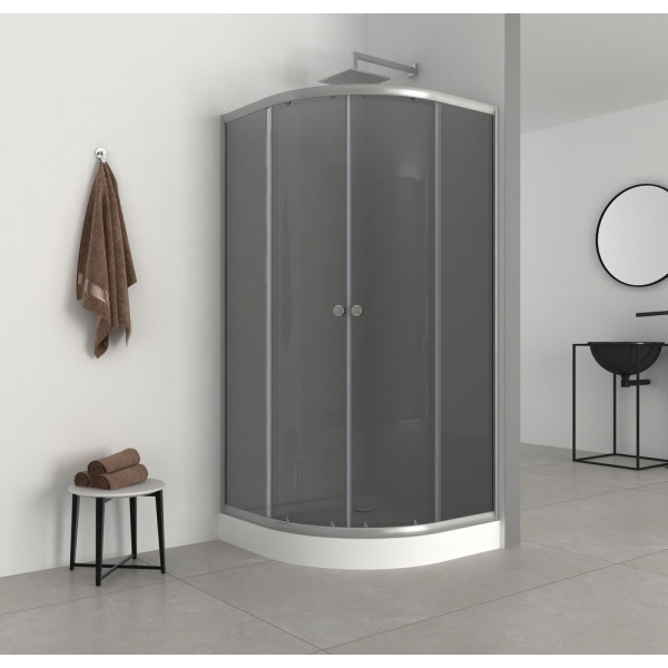 Душова кабіна з низьким піддоном Mixxus PLAIN SCT02-90x90x195-GR SATIN сіре тоноване скло 4мм (MI6898)