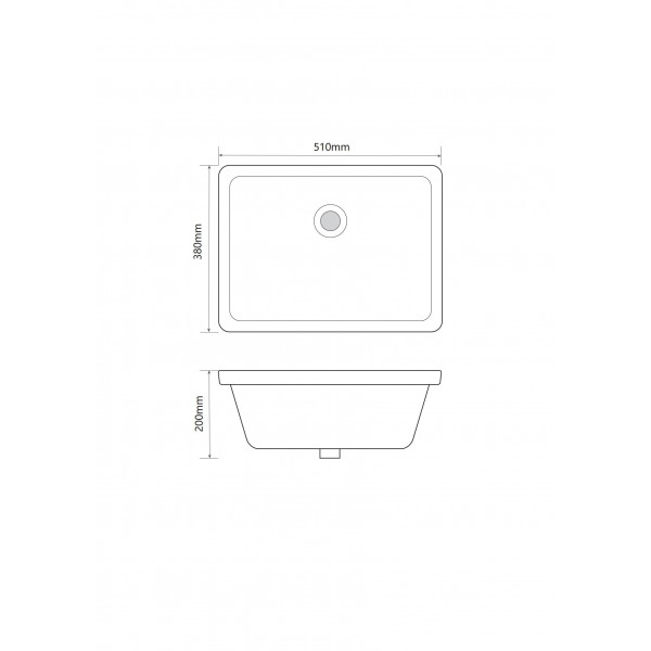 Раковина врізна під стільницю MIXXUS PREMIUM STYLE-1701 510х380х200mm з переливом (MP6567)