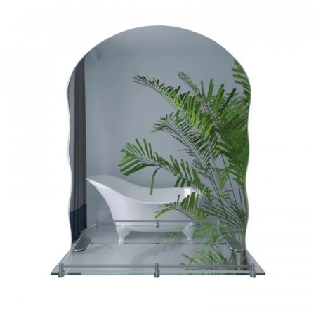 Дзеркало настінне Zerix MIRRA MRZ02-60x85x10 прямокутне з дугоподібним верxом, фігурними боками та полицею (ZX5620)