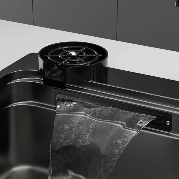 Мийка Zerix ZH7548-SET-03 Nano-Black з вбудованим змішувачем з нерж. сталі (ZM5577)