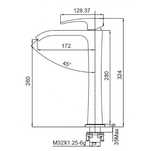Змішувач для умивальника Koer KB-13007-07 високий (Колір графіт) (KR5154)
