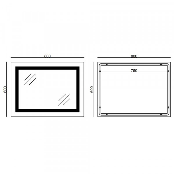 Дзеркало Mixxus WARM MR12-80x60-Reverse з Led Touch, Anti-fog, димером, регулятором яскравості (MI6672)