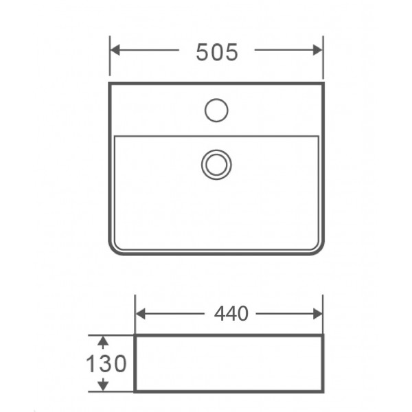 Раковина підвісна-накладна MIXXUS PREMIUM QUADRO-0201 500х440х120mm (отвір під змішувач, перелив) (MP6478)
