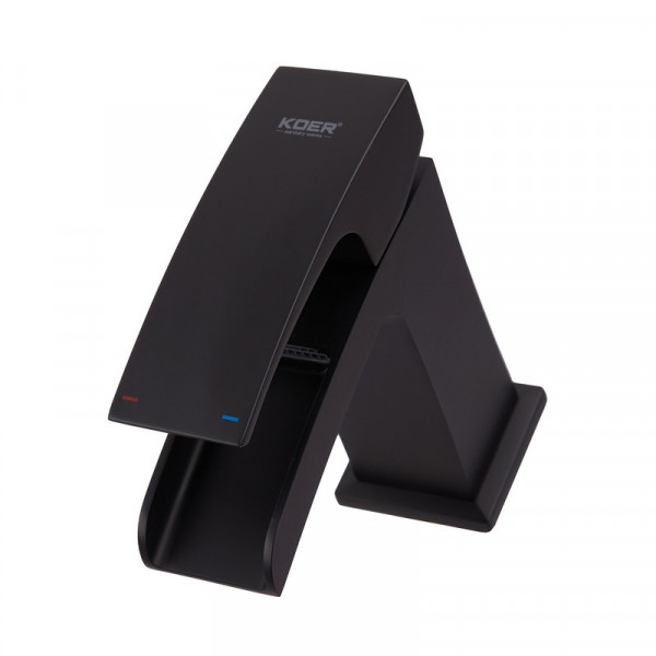 Змішувач для умивальника KOER KB-14007-05 водоспад (Колір чорний) (KR3447)