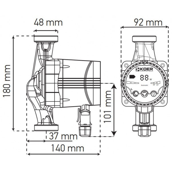 Насос циркуляційний відцентр. енергосберег. Koer KP.N25/4-180 (KP0246)