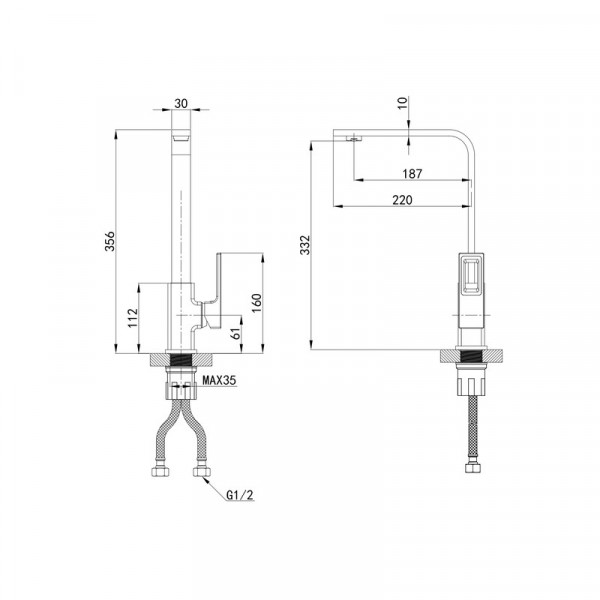 Змішувач для кухні Mixxus Premium DANTE 017 White-Chrome  (MI6796)