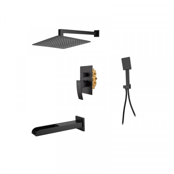 Вбудована душова система із змішувачем водоспад Koer KB-68007-05 (Колір чорний) (KR3467)
