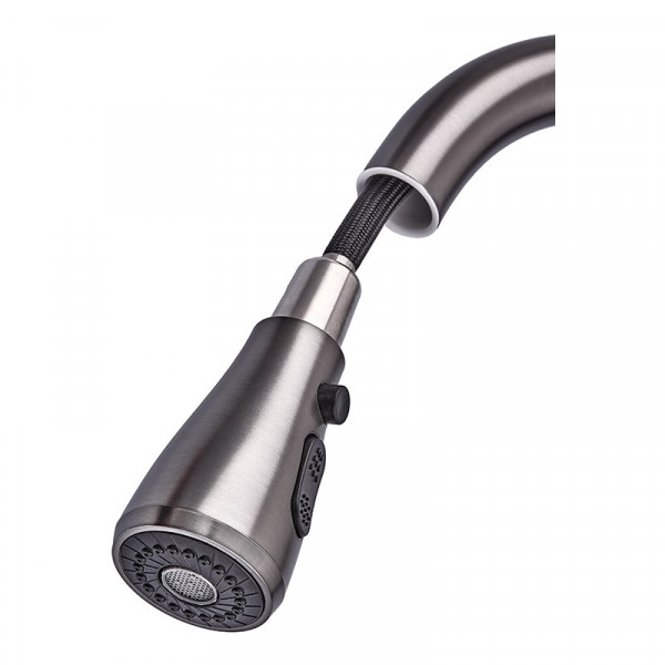 Змішувач для кухні з висувною лійкою Zerix PUL-014 Graphite з нерж. ст. SUS304 (кол. графіт) (ZX5036)