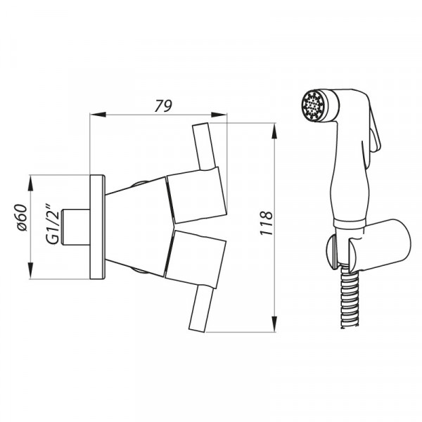 Монокран Zerix LR5398-3 для гігіє. душа і бачка унітазу (LL1560)