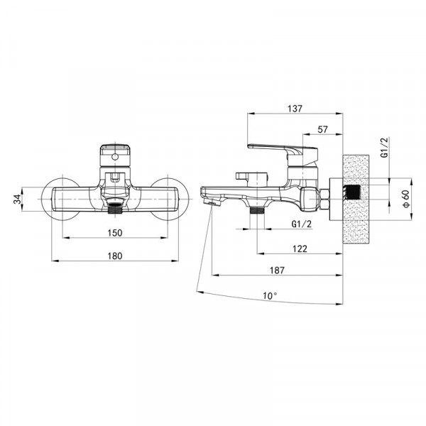 Змішувач для ванни Mixxus Premium Matis 009 (EURO) (MI8263)