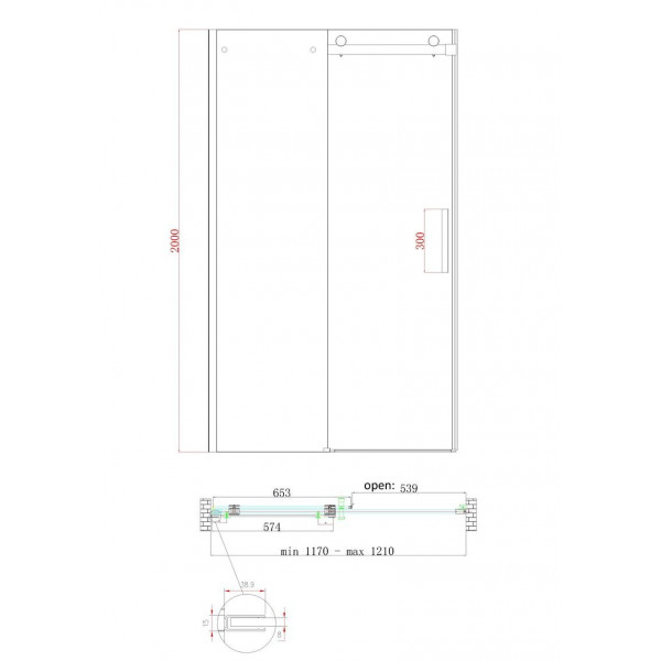 Двері в нішу Koer SR SD01-120x200-TR-01 прозоре скло Easy Clean 8мм, хром (KR5376)