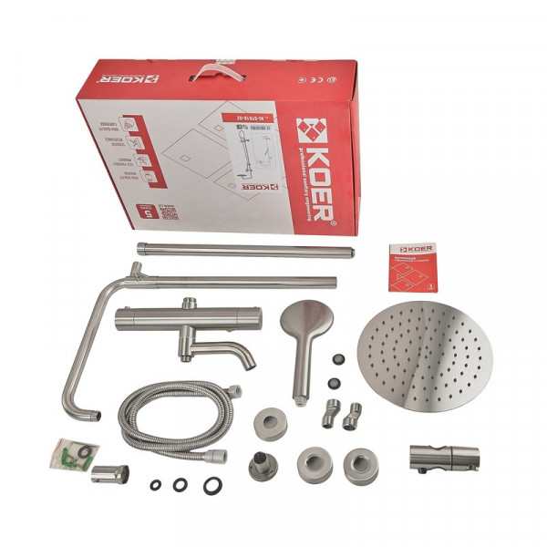 Душова колона з термостатичним змішувачем Koer KI-57018-02 3 функції, з нерж.сталі SUS304 (Колір нерж) (KR5545)