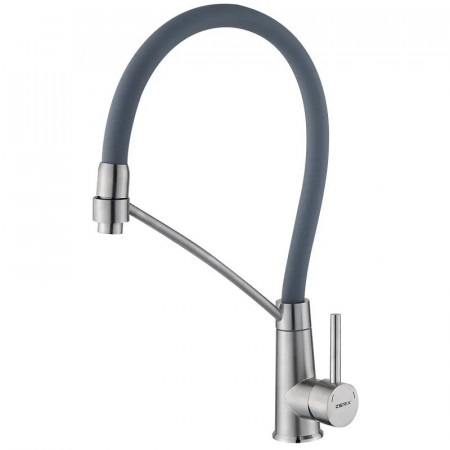 Змішувач для кухні з силіконовим виливом Zerix FUL-017 Refl.Gray з нерж. сталі SUS304 (вил.сірий) (ZX5993)