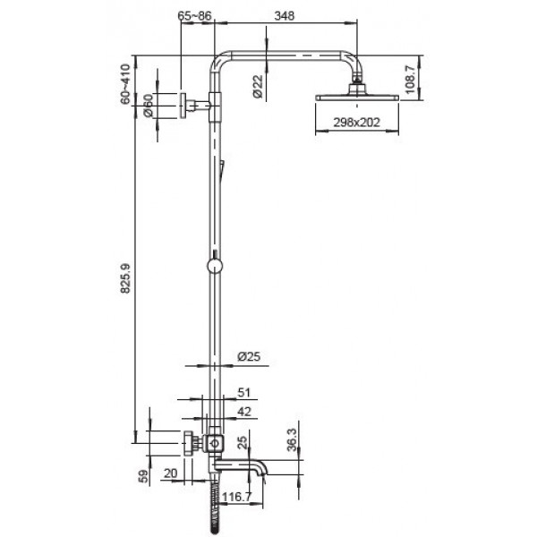 Душова колона з термостатичним змішувачем Koer KB-57011-07, 3 функції (KR5217)
