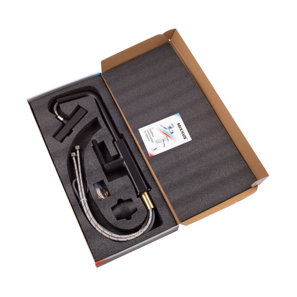 Змішувач для кухні з висувним виливом Mixxus Premium HAMMER 014 BLACK (MI6954)