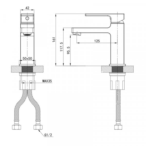 Змішувач для умивальника Mixxus Premium DANTE 001 NUT White-Chrome (MI6792)