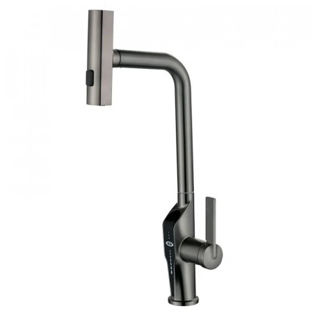 Змішувач для кухні з висувною лійкою Mixxus FALCON 014 GRAPHITE, 4 режими,з індикатором температури (MI6839)