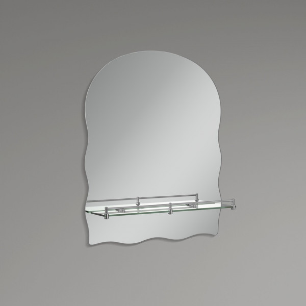 Дзеркало настінне Zerix MIRRA MRZ02-60x85x10 прямокутне з дугоподібним верxом, фігурними боками та полицею (ZX5620)