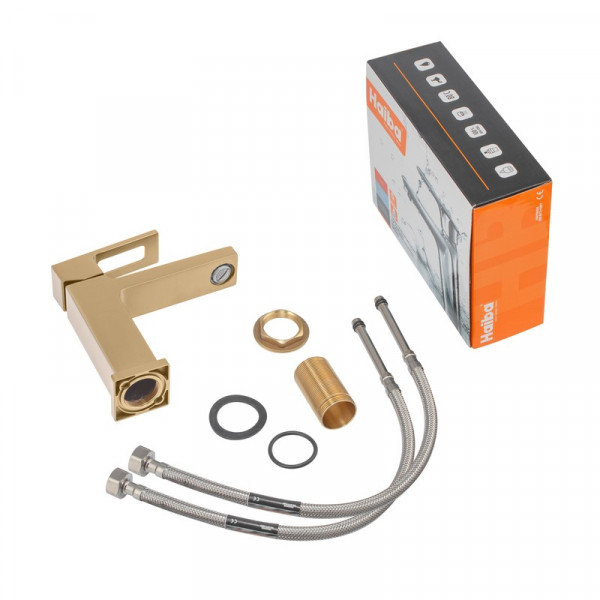 Змішувач для умивальника Haiba KANT 001 BRUSHED GOLD (HB9605)