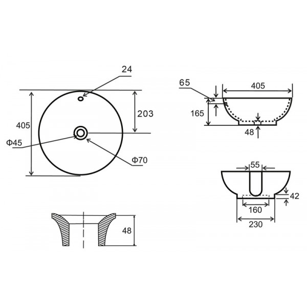 Раковина накладна Mixxus Premium TOPPER-0201 GRAY 410x410x165mm з переливом (MP6649)