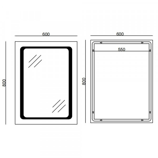 Дзеркало Mixxus TWEE MR09-80x60-Reverse з Led Touch, Anti-fog, димером, регулятором яскравості (MI6660)