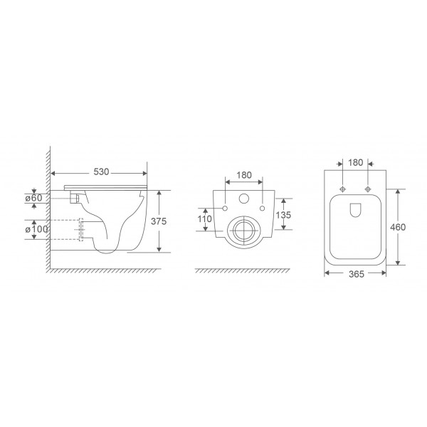 Унітаз підвісний Mixxus Premium DIVERSE-0301-T1 BLACK 530х365х373mm, система змиву TORNADO 1.0 (MP6600)