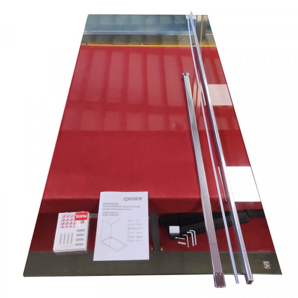 Душова перегородка Koer SR SP01-100x200-TR-01 Walk-In прозоре скло Easy Clean 8мм, хром (KR5393)