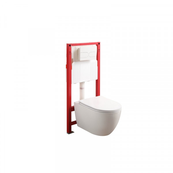 Комплект: Mixxus Premium Ellipse-SET-2101 (в 2 ящ) Унітаз система змиву Tornado 3.0+ Інсталяція Koer KT-0404 + панель KT-0604-03 White (MP6667)