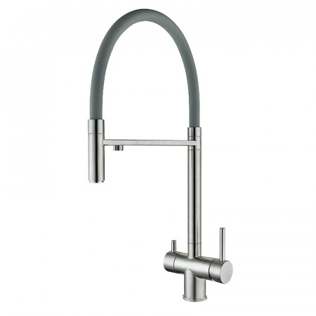 Кухонний змішувач на дві води з гнучким виливом Zerix KIT-021 Refl.Gray (нерж. сталь) (ZX4861)