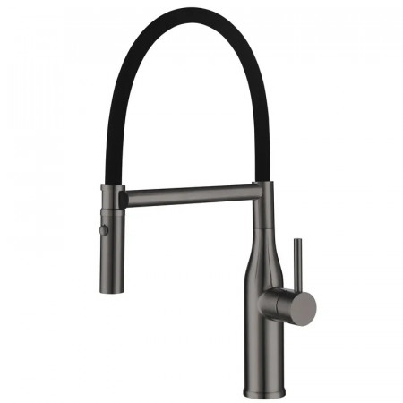 Змішувач для кухні KOER KI-70034-07 з нерж. сталі SUS304 (Колір графіт+силік.вилив чорний) (KR5810)