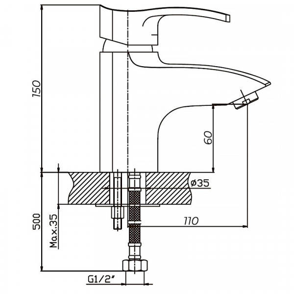 Змішувач для умивальника Haiba Focus 001 нержавіюча сталь (HB0109)